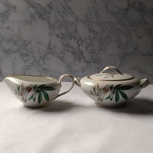 Noritake China Bamboo Canton Creamer & Sugar Bowl
